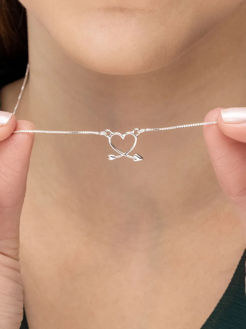 Colar de Prata 925 Coração Cupido