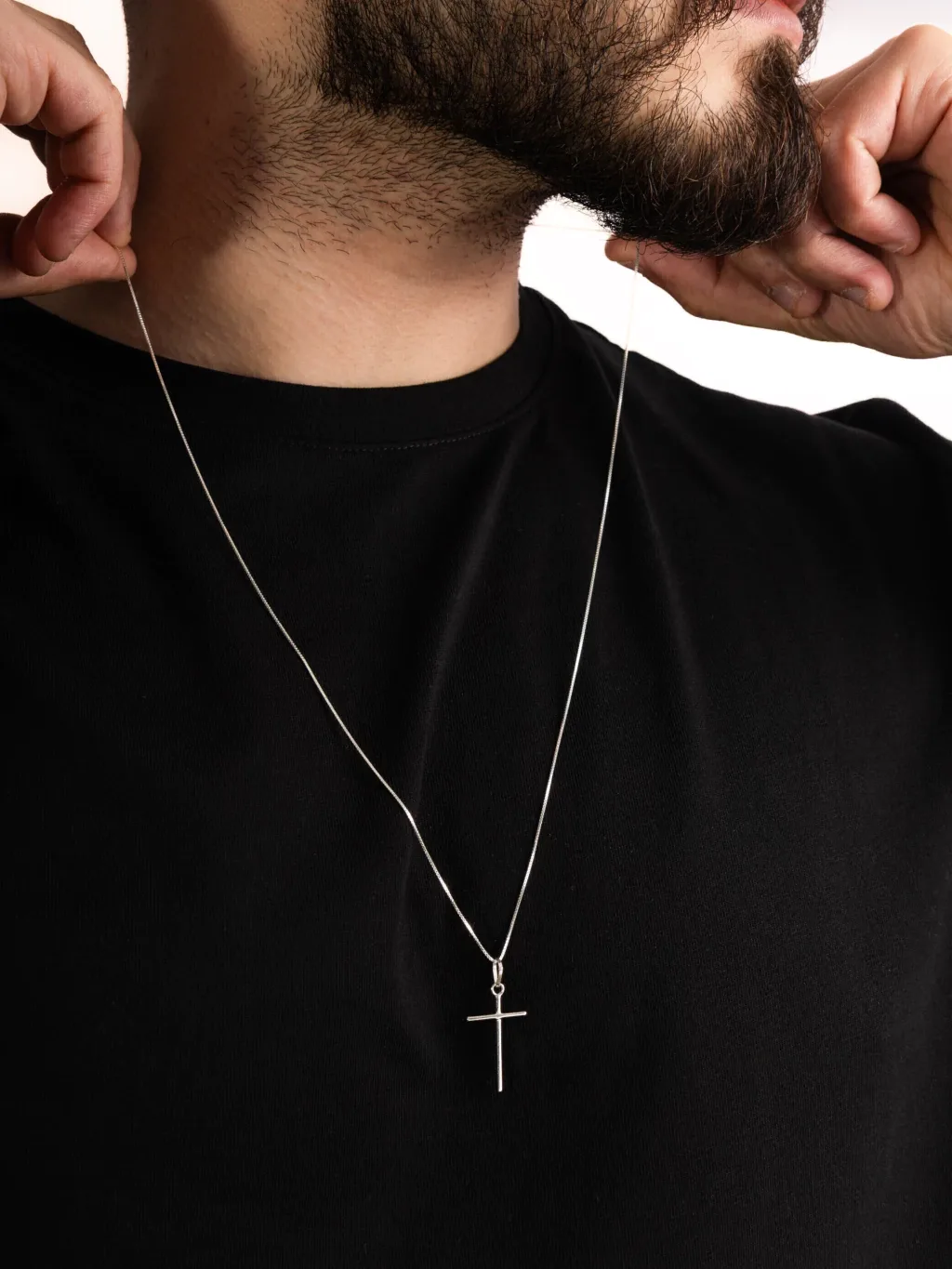Corrente Veneziana Masculina Cruz de Prata 925 Grande 70cm