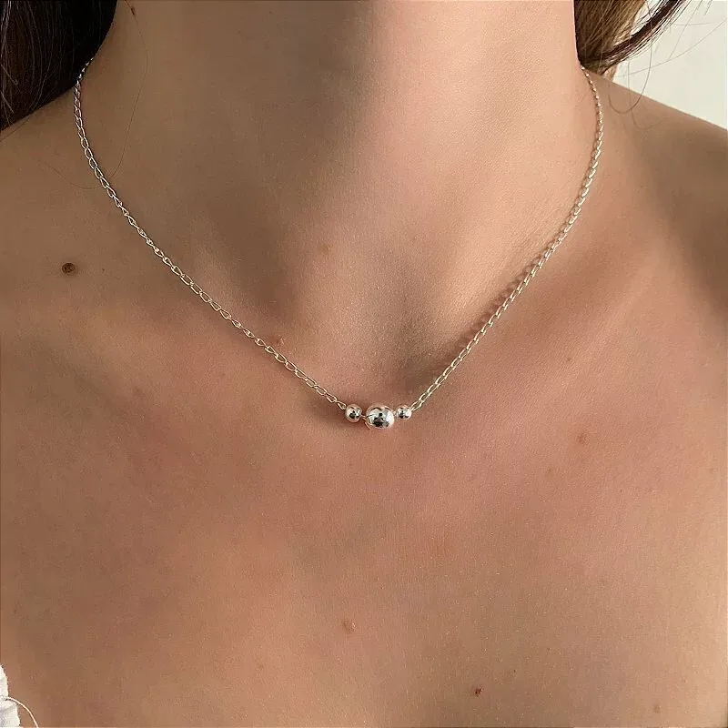 Colar de Prata 925 Bolas Centrais