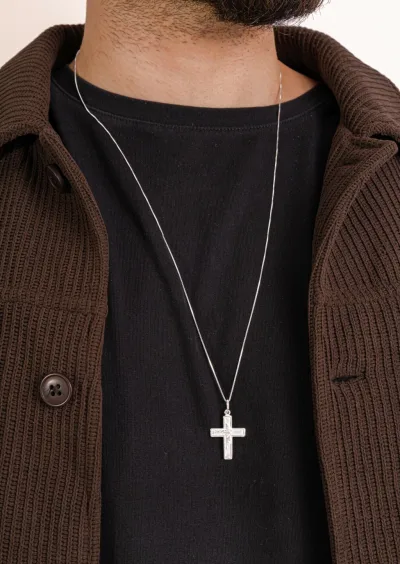 Colar de Prata 925 Masculino Cruz Face de Jesus — foto 1