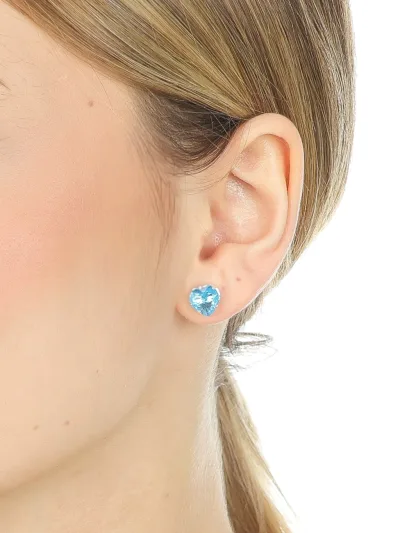 Conjunto de Prata 925 Coração Zircônia Azul Claro — foto 3