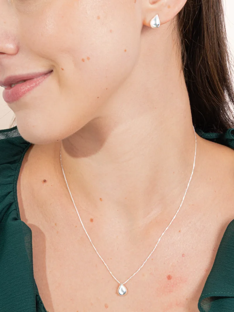 Conjunto de Prata 925 Gota Lisa Pequena