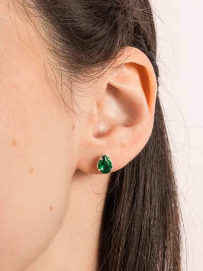 Conjunto de Prata 925 Gota Zircônia Verde Escura 8mm x 6mm — foto 3