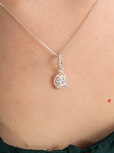 Conjunto de Prata 925 Gota Branca Pontilhado — foto 2
