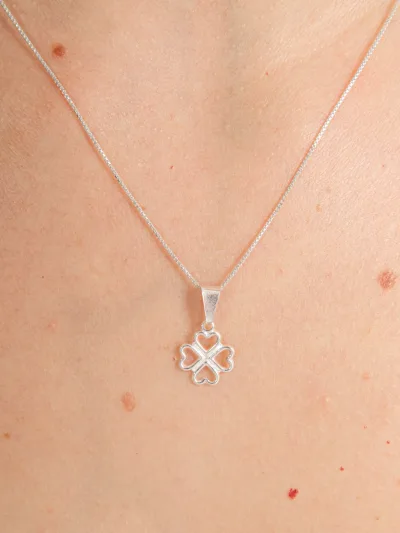 Conjunto de Prata 925 Trevo Vazado — foto 2