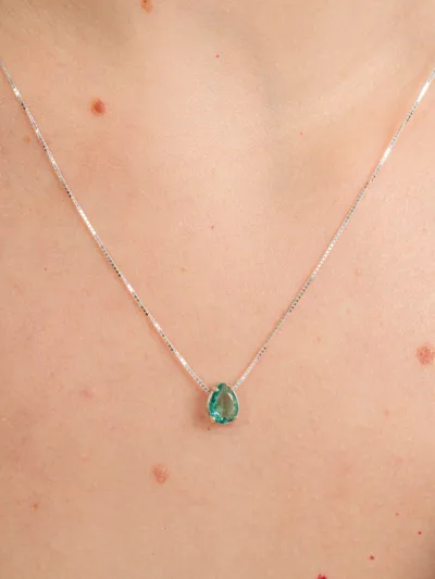 Conjunto de Prata 925 Gota Zircônia Verde Turmalina 7mm x 5mm — foto 3