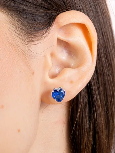 Conjunto de Prata 925 Coração Zircônia Azul Escuro — foto 3