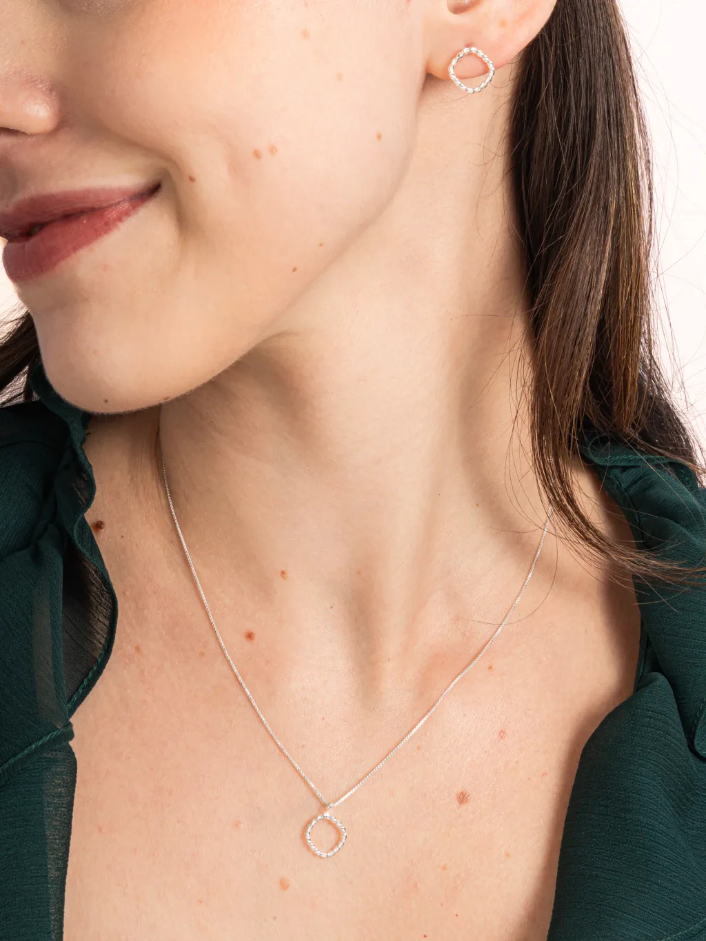 Conjunto de Prata 925 Losango Torcido