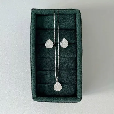 Conjunto de Prata 925 Gota Detalhada Texturizada — foto 2