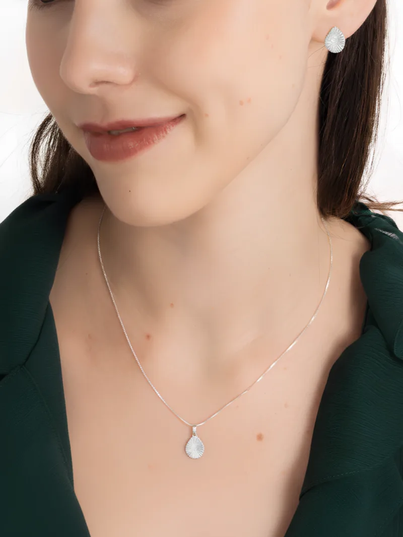 Conjunto de Prata 925 Gota Detalhada Texturizada