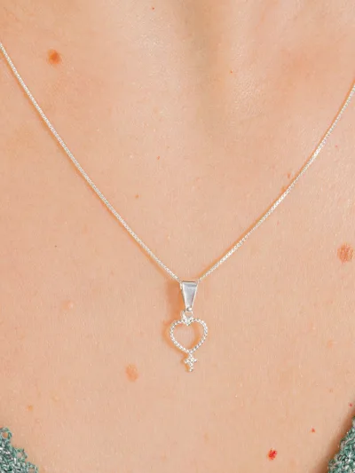 Conjunto de Prata 925 Coração Terço — foto 2