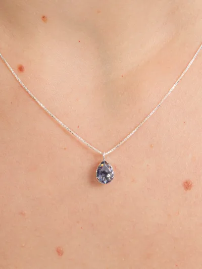 Conjunto de Prata 925 Gota Zircônia Lilás — foto 2