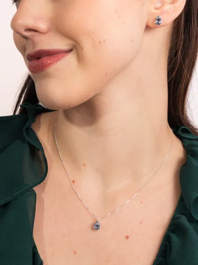 Conjunto de Prata 925 Gota Zircônia Lilás — foto 1