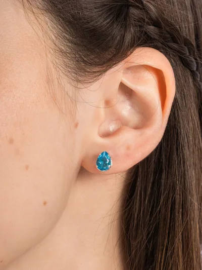 Conjunto de Prata 925 Gota Zircônia Azul Claro 8mm x 6mm — foto 3