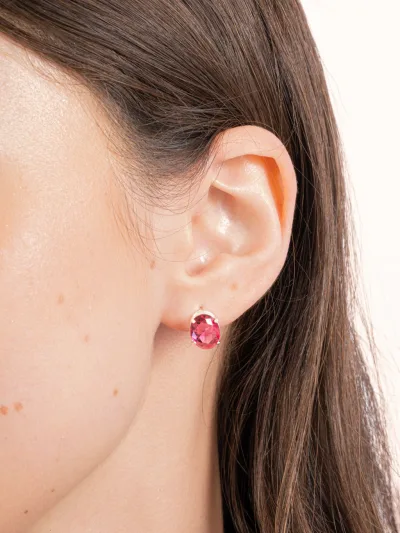 Conjunto de Prata 925 Zircônia Rosa Escuro Oval — foto 3