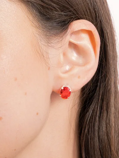 Conjunto de Prata 925 Zircônia Vermelha Oval — foto 3