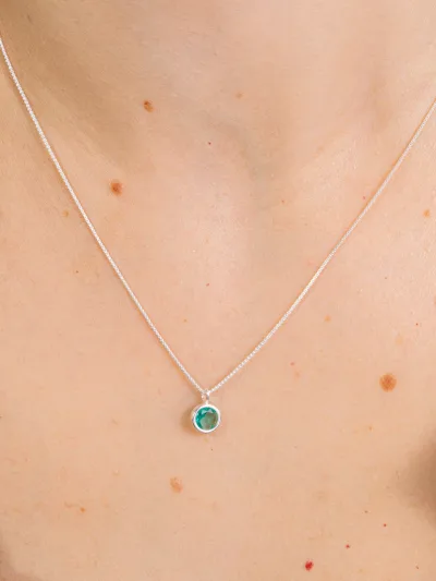 Conjunto de Prata 925 Zircônia Redonda Verde Turmalina Cravação Inglesa — foto 2