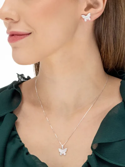 Conjunto de Prata 925 Borboleta Detalhada — foto 1