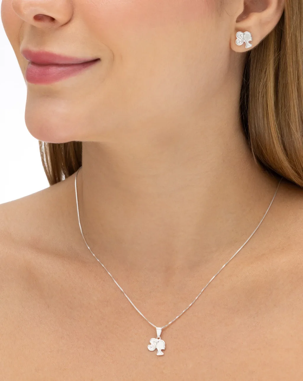 Conjunto de Prata 925 Barbie Pontilhado