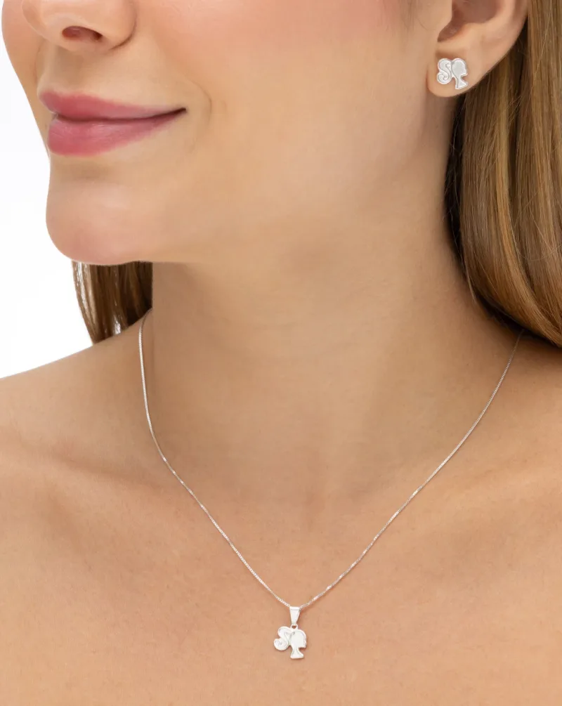 Conjunto de Prata 925 Barbie Pontilhado