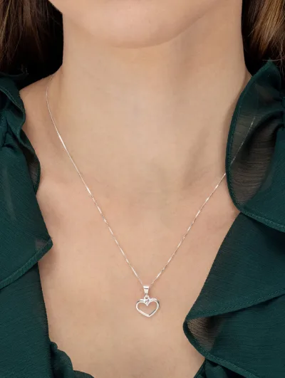 Conjunto de Prata 925 Coração Vazado Delicado — foto 3