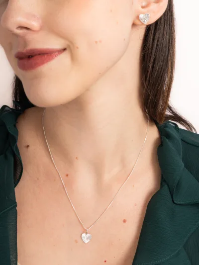 Conjunto de Prata 925 Coração Detalhado — foto 1