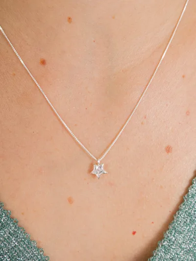 Conjunto de Prata 925 Estrela Zircônia Branca Cravação Inglesa — foto 2