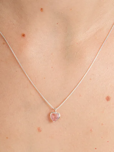 Conjunto De Prata 925 Coração Delicado Zircônia Rosa — foto 2