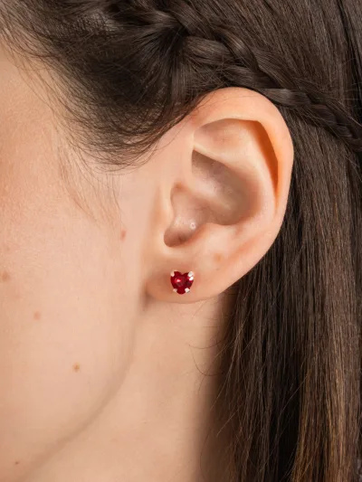 Conjunto de Prata 925 Coração Delicado Zircônia Vermelho — foto 3