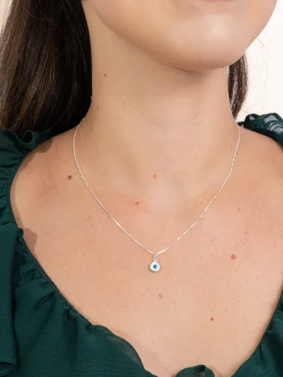 Conjunto de Prata 925 Olho Grego Branco — foto 2