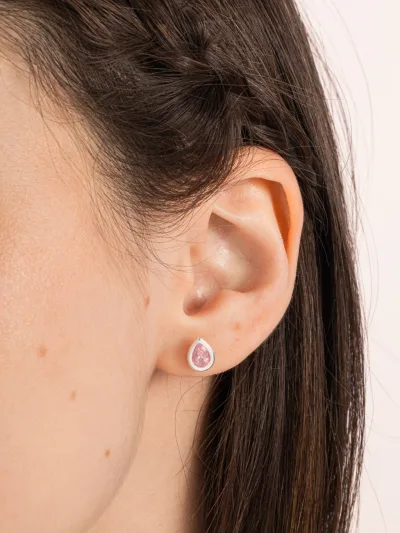 Conjunto de Prata 925 Zircônia Gota Rosa Cravação Inglesa — foto 3
