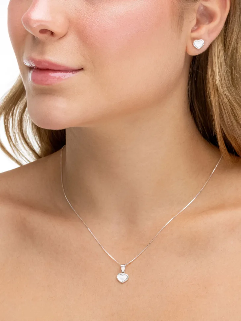 Conjunto de Prata 925 Coração Delicado Liso