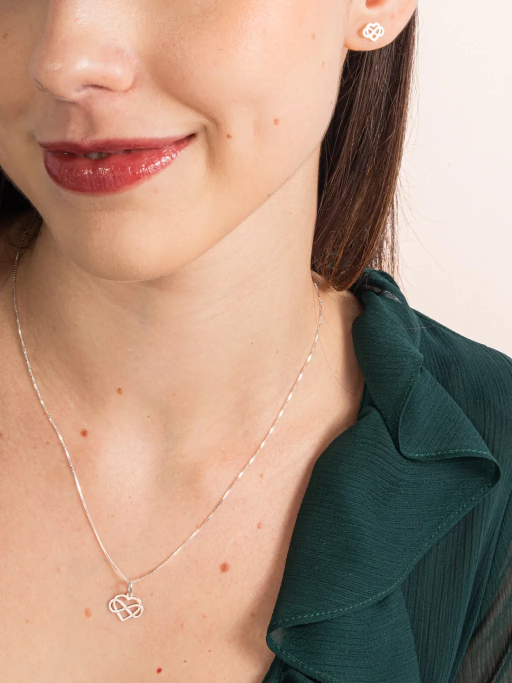 Conjunto de Prata 925 Coração com Infinito